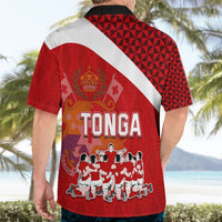 Tonga Rugby Hawaiian Shirt Sipi Tau Dance Coat of Arms Ngatu Pattern LT03 - Polynesian Pride