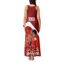Tonga Rugby Tank Maxi Dress Sipi Tau Dance Coat of Arms Ngatu Pattern LT03 - Polynesian Pride