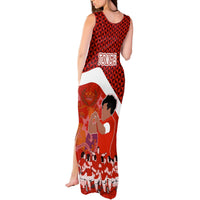 Tonga Rugby Tank Maxi Dress Sipi Tau Dance Coat of Arms Ngatu Pattern LT03 - Polynesian Pride