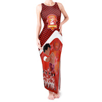 Personalised Tonga Rugby Tank Maxi Dress Sipi Tau Dance Coat of Arms Ngatu Pattern LT03 Women Red - Polynesian Pride