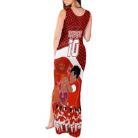 Personalised Tonga Rugby Tank Maxi Dress Sipi Tau Dance Coat of Arms Ngatu Pattern LT03 - Polynesian Pride
