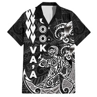 Cook Islands Va'a Polynesian Art Tattoo Family Matching Off Shoulder Short Dress and Hawaiian Shirt Black Color LT03 Dad's Shirt - Short Sleeve Black - Polynesian Pride