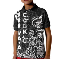 Cook Islands Va'a Polynesian Art Tattoo Kid Polo Shirt Black Color LT03 Kid Black - Polynesian Pride