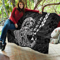 Cook Islands Va'a Polynesian Art Tattoo Quilt Black Color LT03 - Polynesian Pride