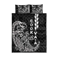 Cook Islands Vaa Polynesian Art Tattoo Quilt Bed Set Black Color