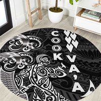 Cook Islands Va'a Polynesian Art Tattoo Round Carpet Black Color LT03 Black - Polynesian Pride