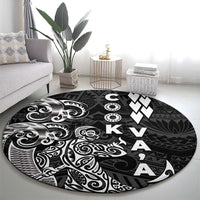 Cook Islands Va'a Polynesian Art Tattoo Round Carpet Black Color LT03 - Polynesian Pride