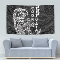 Cook Islands Va'a Polynesian Art Tattoo Tapestry Black Color LT03 - Polynesian Pride