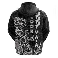 Cook Islands Vaa Polynesian Art Tattoo Zip Hoodie Black Color