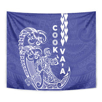Cook Islands Va'a Polynesian Art Tattoo Tapestry Blue Color LT03 - Polynesian Pride