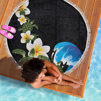 Hawaiian Plumeria and Turtle Beach Blanket with Polynesian Tribal Art Pattern Vintage Vibes