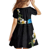 Hawaiian Plumeria and Turtle Kid Short Sleeve Dress with Polynesian Tribal Art Pattern Vintage Vibes LT03 - Polynesian Pride