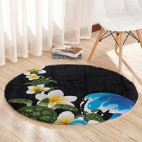 Hawaiian Plumeria and Turtle Round Carpet with Polynesian Tribal Art Pattern Vintage Vibes LT03 - Polynesian Pride