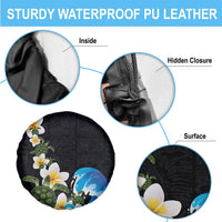 Hawaiian Plumeria and Turtle Spare Tire Cover with Polynesian Tribal Art Pattern Vintage Vibes