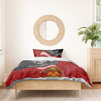 The Kingitanga - Maori King Movement Bedding Set Ko Te Mana Motuhake Emblem with Moko and Polynesian Art Tattoo