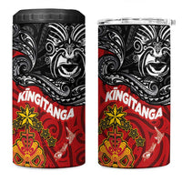 The Kingitanga - Maori King Movement 4 in 1 Can Cooler Tumbler Ko Te Mana Motuhake Emblem with Moko and Polynesian Art Tattoo LT03