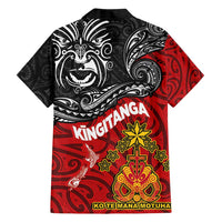 The Kingitanga - Maori King Movement Family Matching Puletasi and Hawaiian Shirt Ko Te Mana Motuhake Emblem with Moko and Polynesian Art Tattoo