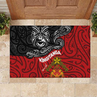 The Kingitanga - Maori King Movement Rubber Doormat Ko Te Mana Motuhake Emblem with Moko and Polynesian Art Tattoo