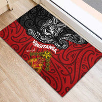 The Kingitanga - Maori King Movement Rubber Doormat Ko Te Mana Motuhake Emblem with Moko and Polynesian Art Tattoo