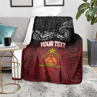 Personalised The Kingitanga - Maori King Movement Blanket Ko Te Mana Motuhake Emblem with Silver Ferns and Polynesian Art Tattoo