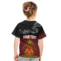 Personalised The Kingitanga - Maori King Movement Kid T Shirt Ko Te Mana Motuhake Emblem with Silver Ferns and Polynesian Art Tattoo