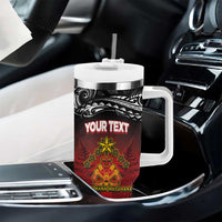 Personalised The Kingitanga - Maori King Movement Tumbler With Handle Ko Te Mana Motuhake Emblem with Silver Ferns and Polynesian Art Tattoo LT03