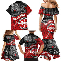 Maori Kotahitanga Family Matching Mermaid Dress and Hawaiian Shirt Aotearoa Spirit with Maori Mask and Polynesian Art Tattoo