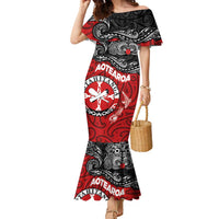 Maori Kotahitanga Family Matching Mermaid Dress and Hawaiian Shirt Aotearoa Spirit with Maori Mask and Polynesian Art Tattoo