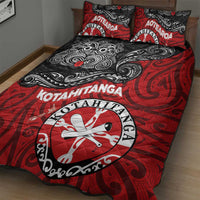Maori Kotahitanga Quilt Bed Set Aotearoa Spirit with Maori Mask and Polynesian Art Tattoo