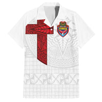 Custom Tonga Ngatu Art Rugby Mate Ma'a Family Matching Long Sleeve Bodycon Dress and Hawaiian Shirt LT03 Dad's Shirt - Short Sleeve White - Polynesian Pride