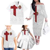 Custom Tonga Ngatu Art Rugby Mate Ma'a Family Matching Off The Shoulder Long Sleeve Dress and Hawaiian Shirt - Polynesian Pride