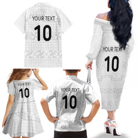 Custom Tonga Ngatu Art Rugby Mate Ma'a Family Matching Off The Shoulder Long Sleeve Dress and Hawaiian Shirt - Polynesian Pride