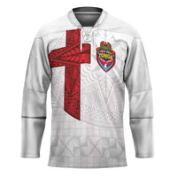 Custom Tonga Ngatu Art Rugby Mate Ma'a Hockey Jersey LT03 Unisex White - Polynesian Pride