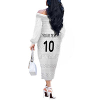 Custom Tonga Ngatu Art Rugby Mate Ma'a Off The Shoulder Long Sleeve Dress LT03 - Polynesian Pride