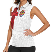 Custom Tonga Ngatu Art Rugby Mate Ma'a Women Sleeveless Polo Shirt - Polynesian Pride