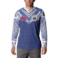 Custom Samoa Rugby Button Sweatshirt Pacific Motifs - Polynesian Pride