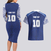 Custom Samoa Rugby Couples Matching Long Sleeve Bodycon Dress and Hawaiian Shirt Pacific Motifs LT03 - Polynesian Pride