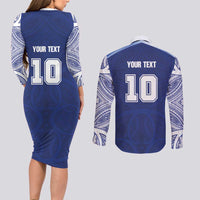 Custom Samoa Rugby Couples Matching Long Sleeve Bodycon Dress and Long Sleeve Button Shirt Pacific Motifs - Polynesian Pride