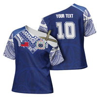 Custom Samoa Rugby Cross Shoulder Shirt Pacific Motifs LT03 - Polynesian Pride