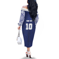 Custom Samoa Rugby Family Matching Off The Shoulder Long Sleeve Dress and Hawaiian Shirt Pacific Motifs LT03 - Polynesian Pride