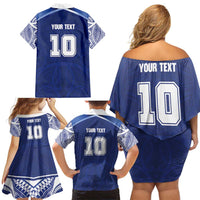 Custom Samoa Rugby Family Matching Off Shoulder Short Dress and Hawaiian Shirt Pacific Motifs LT03 - Polynesian Pride