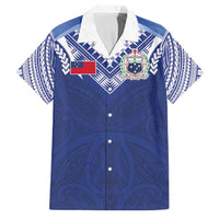 Custom Samoa Rugby Family Matching Puletasi and Hawaiian Shirt Pacific Motifs LT03 Dad's Shirt - Short Sleeve Blue - Polynesian Pride