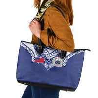 Samoa Rugby Leather Tote Bag Pacific Motifs - Polynesian Pride