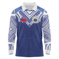 Custom Samoa Rugby Long Sleeve Polo Shirt Pacific Motifs - Polynesian Pride