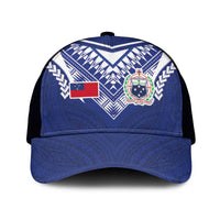 Samoa Rugby Mesh Trucker Cap Pacific Motifs LT03 One Size Black Blue - Polynesian Pride