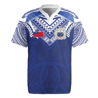 Custom Samoa Rugby Rugby Jersey Pacific Motifs LT03 Blue - Polynesian Pride