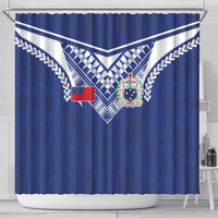 Samoa Rugby Shower Curtain Pacific Motifs - Polynesian Pride
