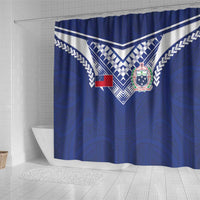 Samoa Rugby Shower Curtain Pacific Motifs - Polynesian Pride