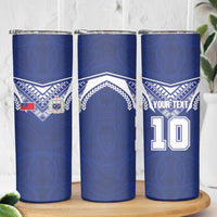 Custom Samoa Rugby Skinny Tumbler Pacific Motifs - Polynesian Pride