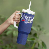 Custom Samoa Rugby Tumbler With Handle Pacific Motifs LT03 - Polynesian Pride